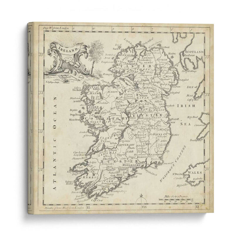 Mapa De Irlanda - T. Jeffreys | Cuadro decorativo de Canvas Lab