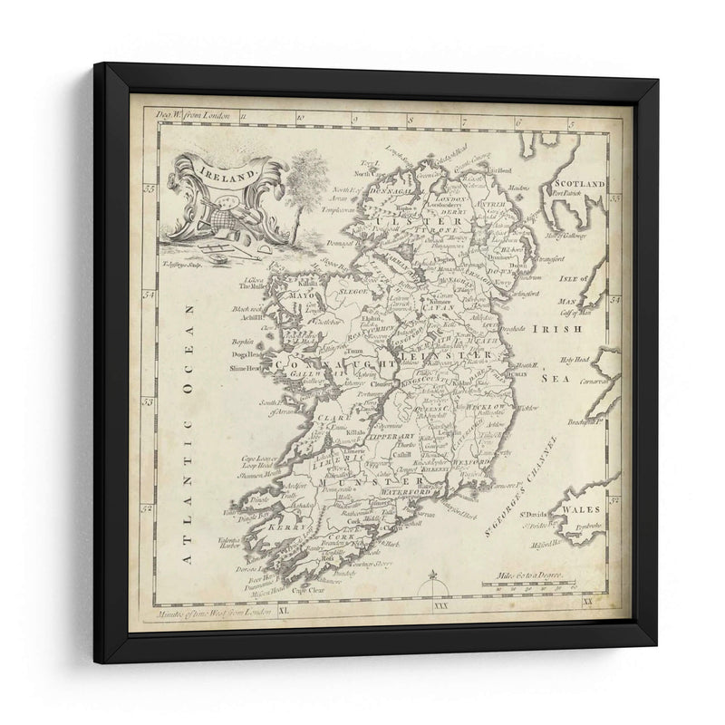 Mapa De Irlanda - T. Jeffreys | Cuadro decorativo de Canvas Lab