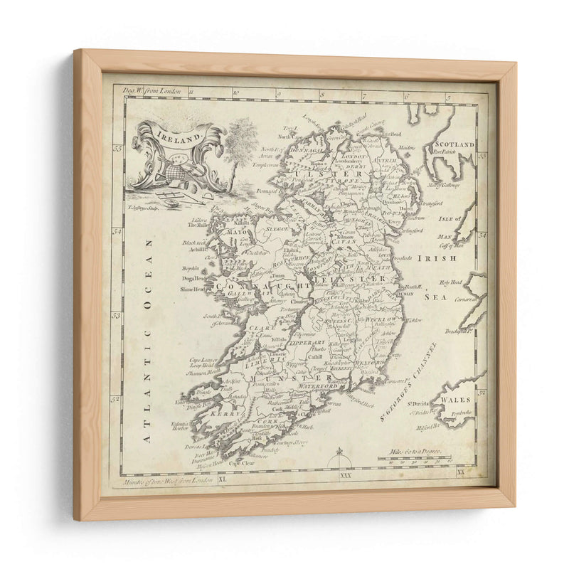 Mapa De Irlanda - T. Jeffreys | Cuadro decorativo de Canvas Lab