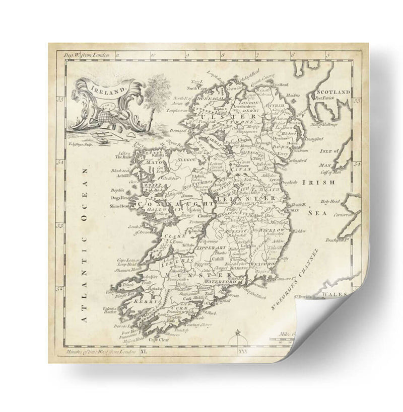 Mapa De Irlanda - T. Jeffreys | Cuadro decorativo de Canvas Lab