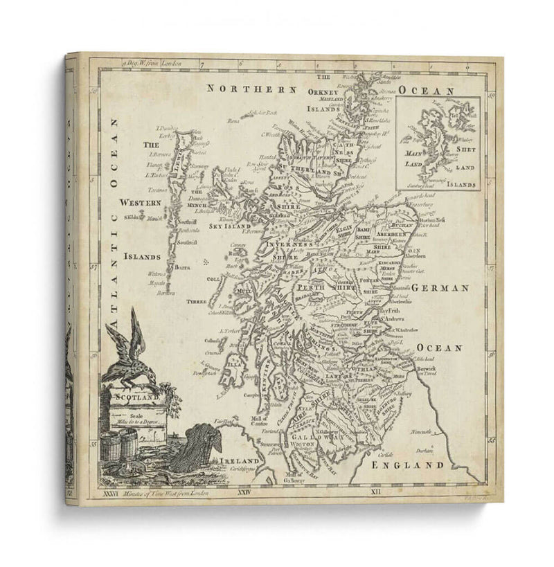 Mapa De Escocia - T. Jeffreys | Cuadro decorativo de Canvas Lab