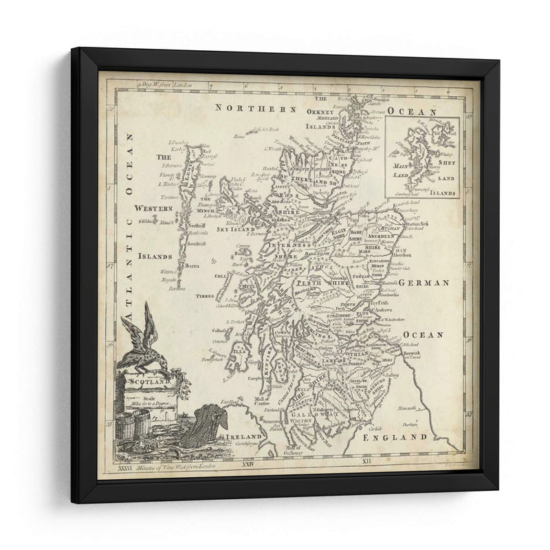 Mapa De Escocia - T. Jeffreys | Cuadro decorativo de Canvas Lab