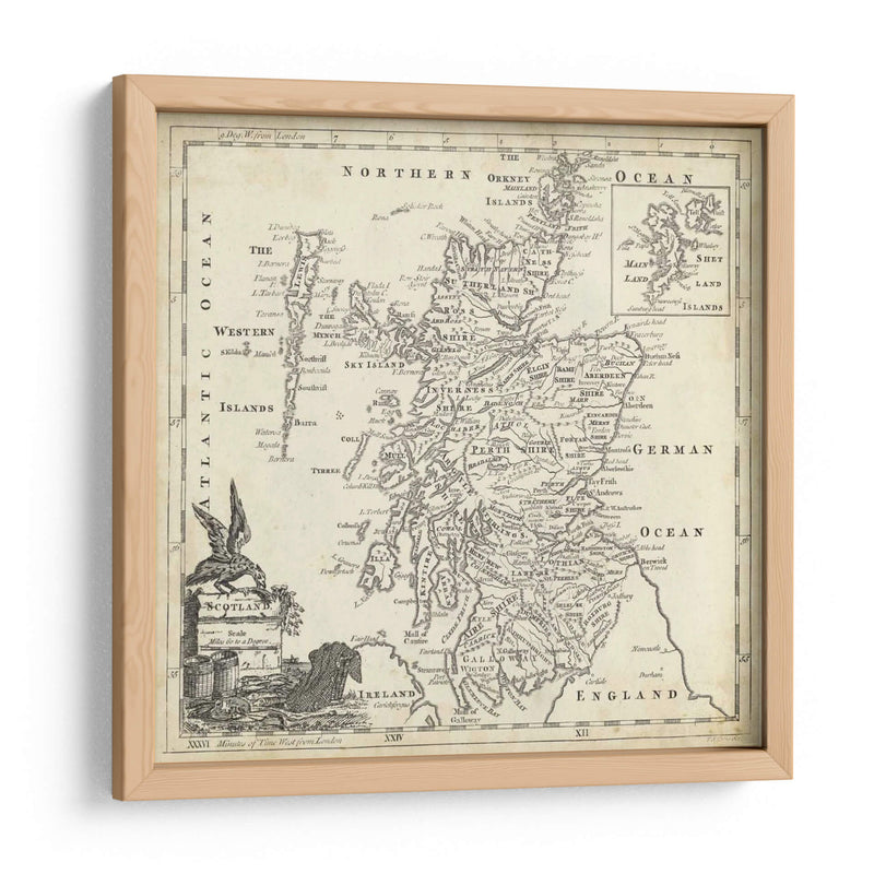 Mapa De Escocia - T. Jeffreys | Cuadro decorativo de Canvas Lab