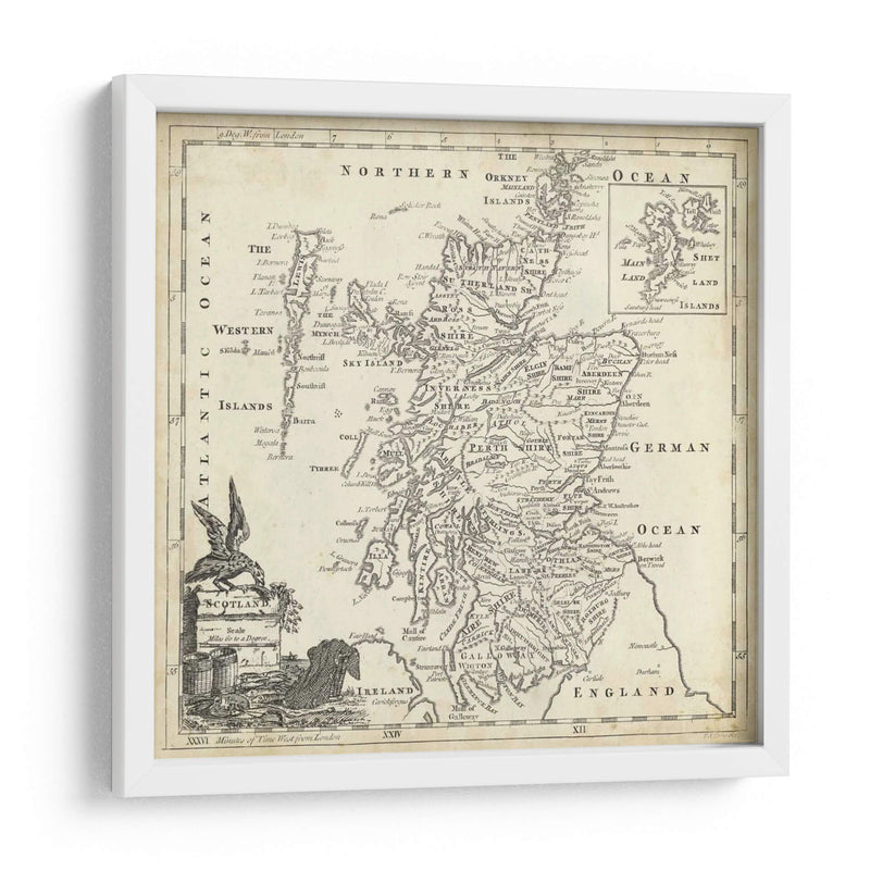 Mapa De Escocia - T. Jeffreys | Cuadro decorativo de Canvas Lab