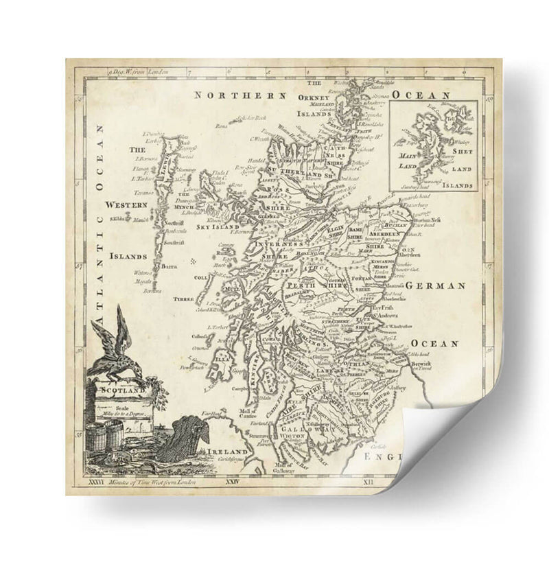 Mapa De Escocia - T. Jeffreys | Cuadro decorativo de Canvas Lab