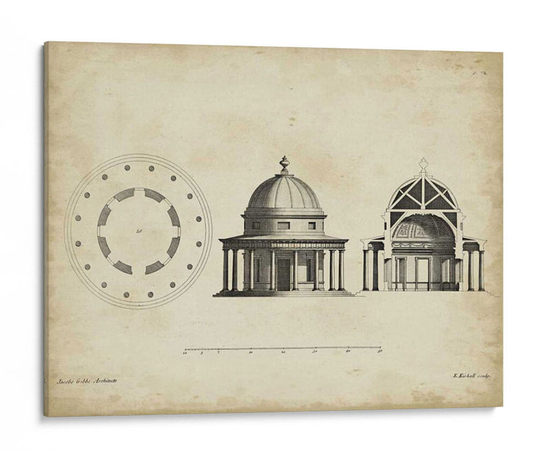 Sección De Construcción Y Plan Ii. - James Gibbs | Cuadro decorativo de Canvas Lab