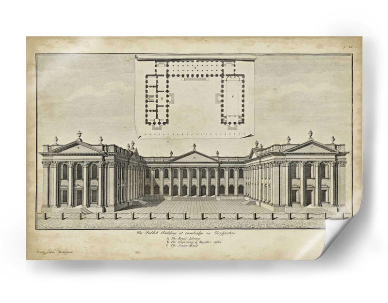 Cambridge En Perspectiva - James Gibbs | Cuadro decorativo de Canvas Lab