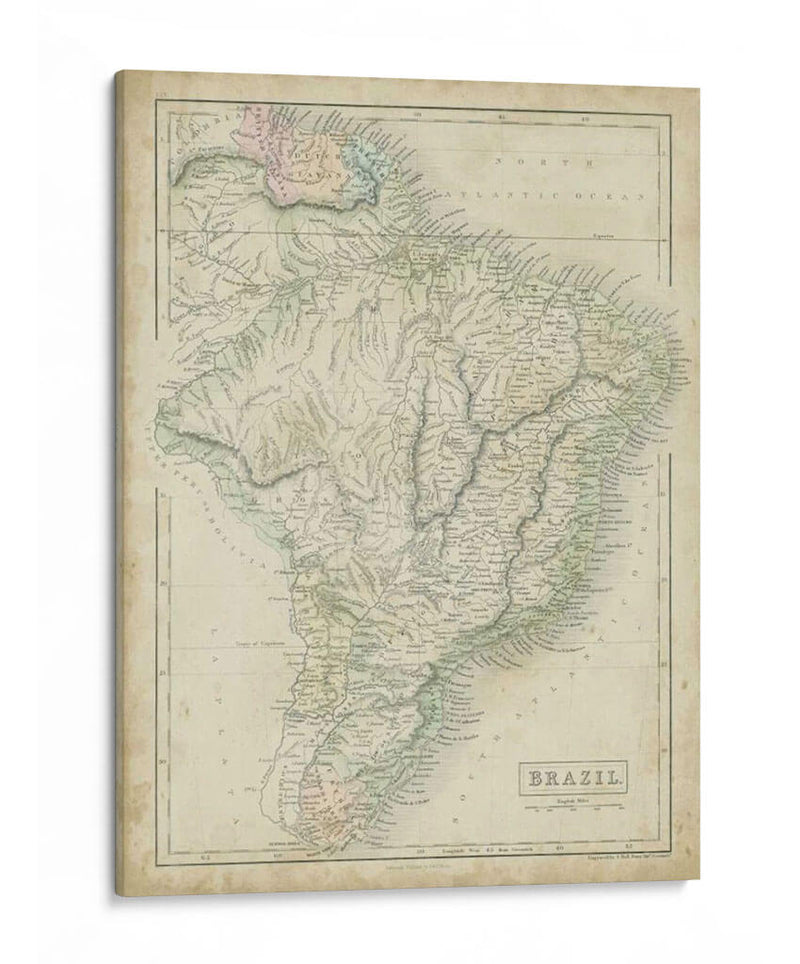 Mapa De Brasil - Sidney Hall | Cuadro decorativo de Canvas Lab