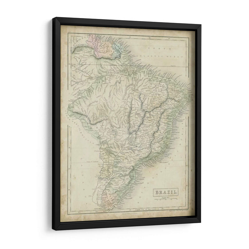 Mapa De Brasil - Sidney Hall | Cuadro decorativo de Canvas Lab