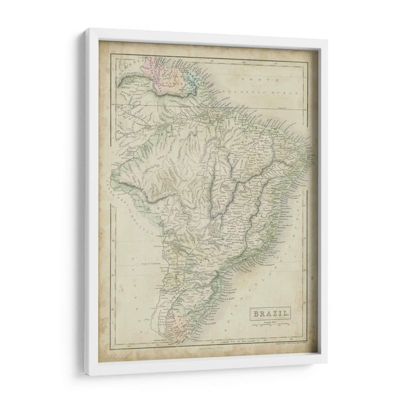 Mapa De Brasil - Sidney Hall | Cuadro decorativo de Canvas Lab