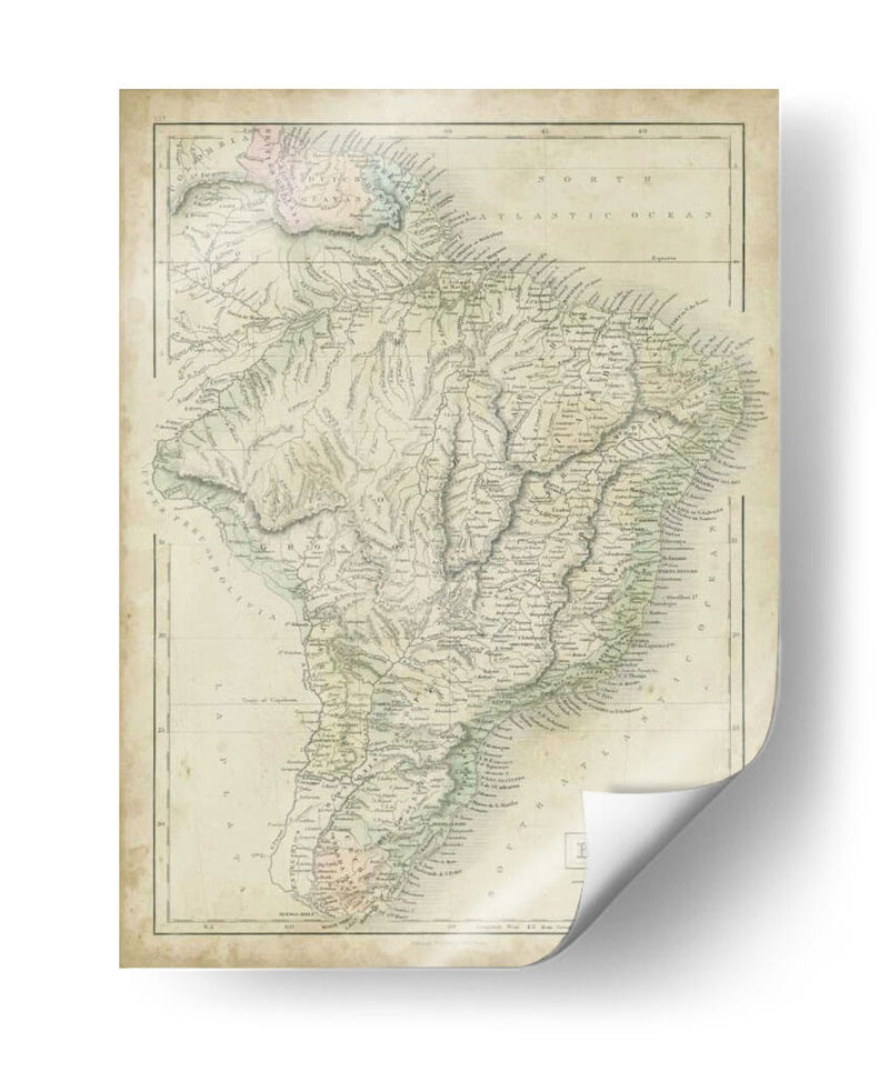 Mapa De Brasil - Sidney Hall | Cuadro decorativo de Canvas Lab