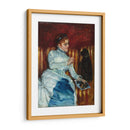 Mujer en un sofá rayado con un perro - Mary Cassatt | Cuadro decorativo de Canvas Lab