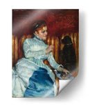 Mujer en un sofá rayado con un perro - Mary Cassatt | Cuadro decorativo de Canvas Lab