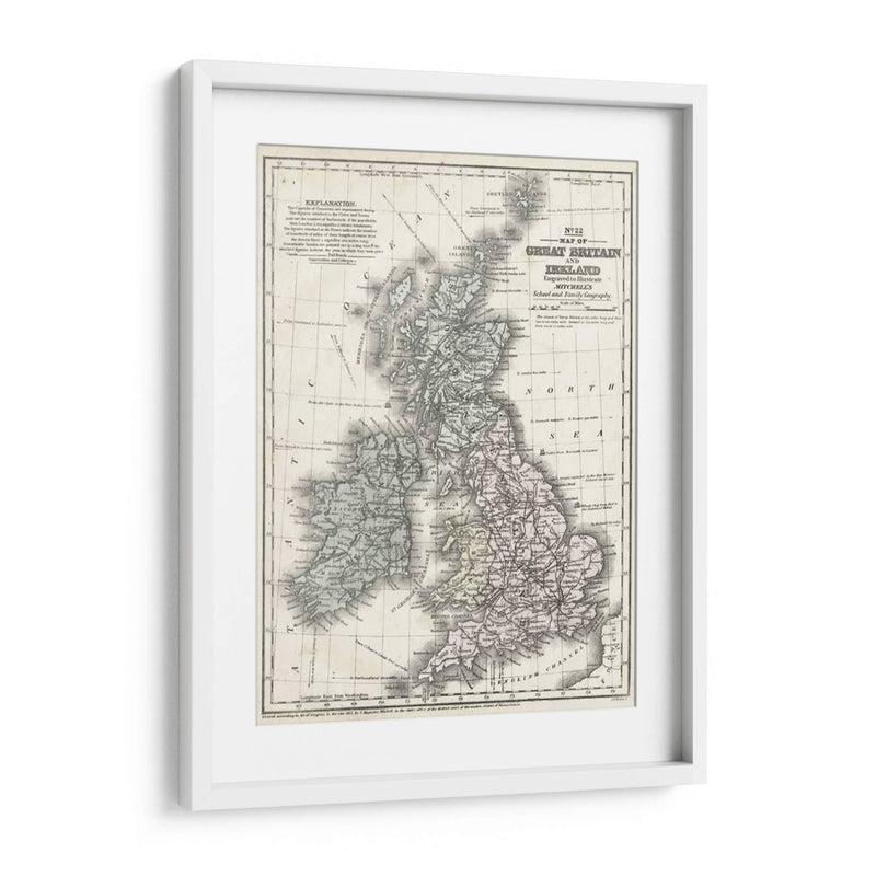 Matchells Mapa De Gran Bretaña E Irlanda - Mitchell | Cuadro decorativo de Canvas Lab