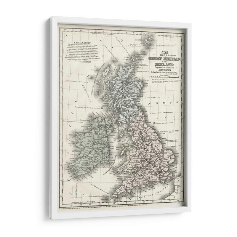 Matchells Mapa De Gran Bretaña E Irlanda - Mitchell | Cuadro decorativo de Canvas Lab