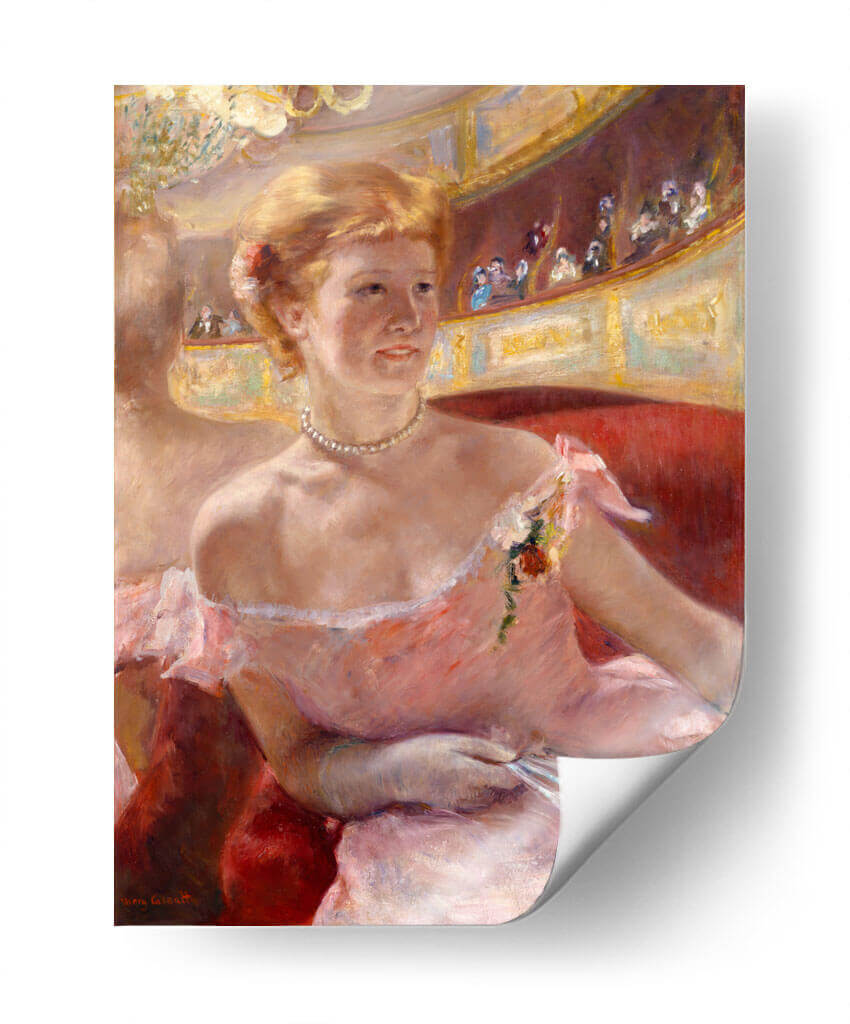 Mujer con collar de perlas en un palco - Mary Cassatt | Cuadro decorativo de Canvas Lab