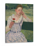 Mujer con una zinnia roja - Mary Cassatt | Cuadro decorativo de Canvas Lab