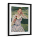 Mujer con una zinnia roja - Mary Cassatt | Cuadro decorativo de Canvas Lab