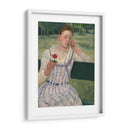 Mujer con una zinnia roja - Mary Cassatt | Cuadro decorativo de Canvas Lab