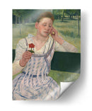 Mujer con una zinnia roja - Mary Cassatt | Cuadro decorativo de Canvas Lab