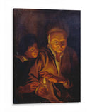 Un muchacho encendiendo una vela de una sostenida por una mujer vieja - Peter Paul Rubens | Cuadro decorativo de Canvas Lab