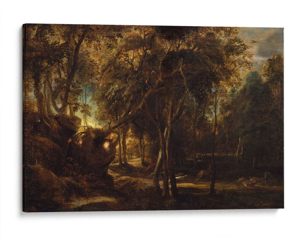 Un bosque al amanecer con una caza de ciervos - Peter Paul Rubens | Cuadro decorativo de Canvas Lab