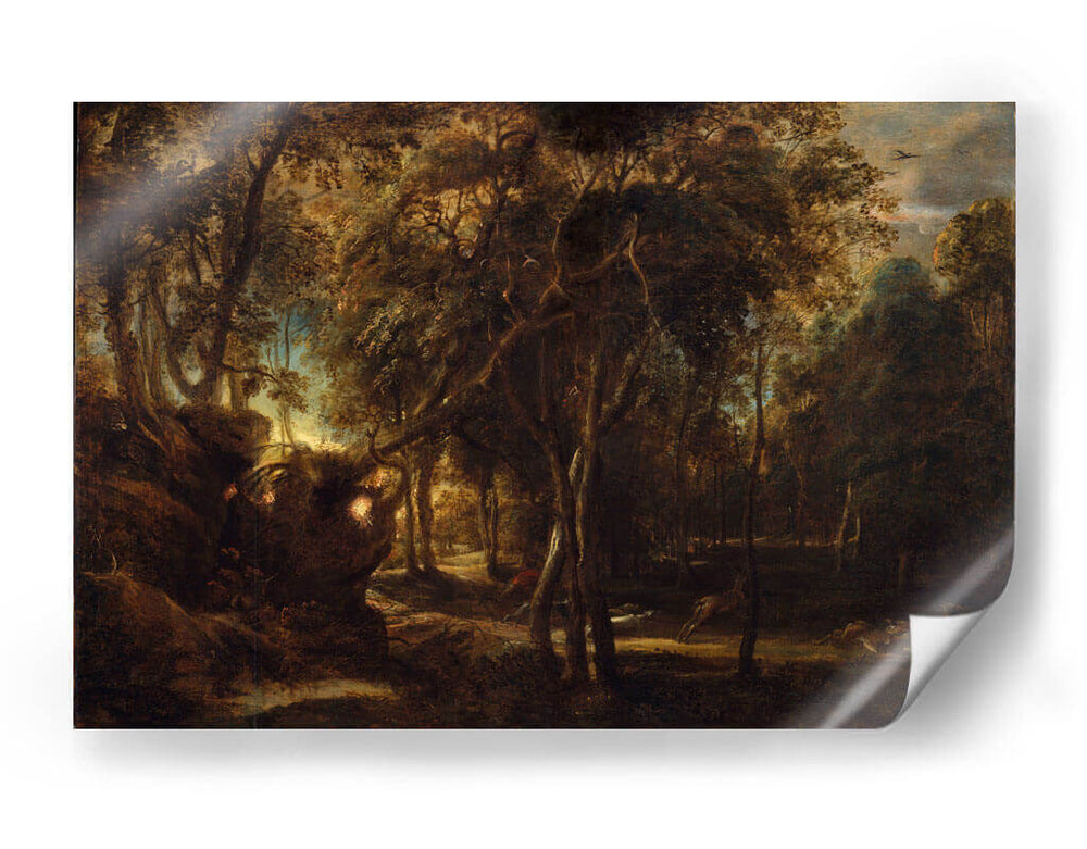 Un bosque al amanecer con una caza de ciervos - Peter Paul Rubens | Cuadro decorativo de Canvas Lab