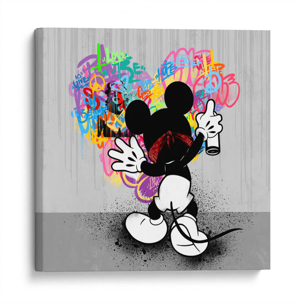 Cartoon Mouse Heart Graffiti - David Aste | Cuadro decorativo de Canvas Lab