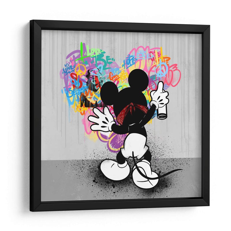 Cartoon Mouse Heart Graffiti - David Aste | Cuadro decorativo de Canvas Lab