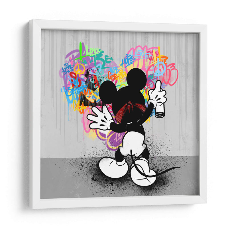 Cartoon Mouse Heart Graffiti - David Aste | Cuadro decorativo de Canvas Lab