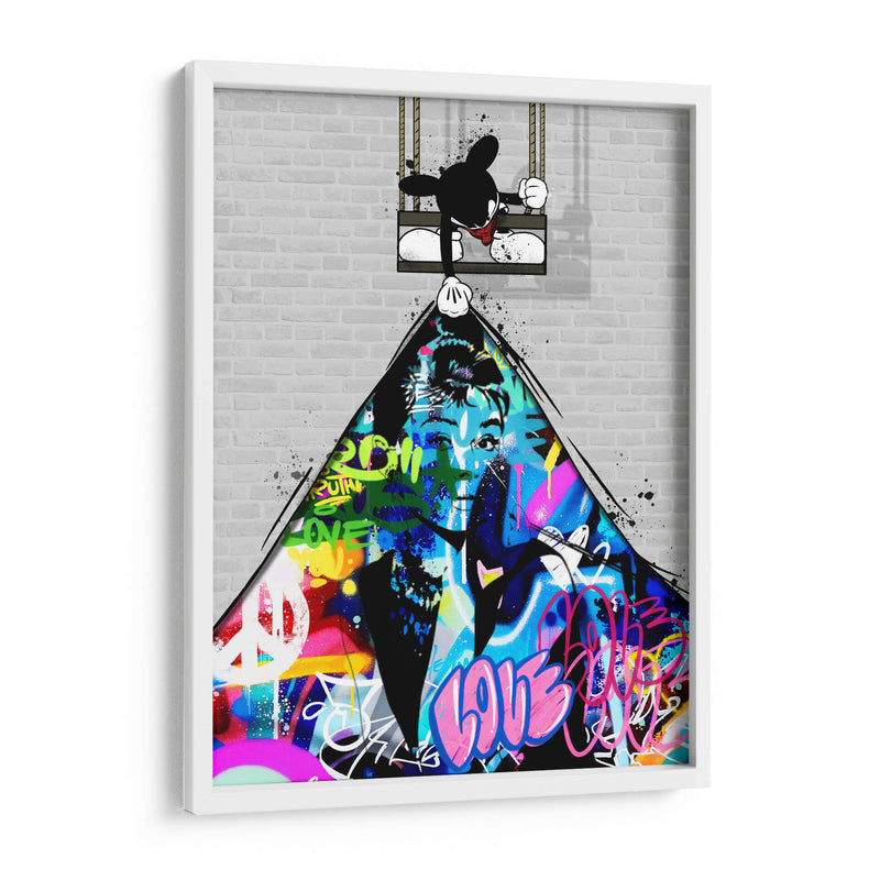 Cartoon Mouse Pulling the Rug Graffiti - David Aste | Cuadro decorativo de Canvas Lab