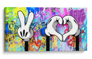 Peace and Love Cartoon Hands - David Aste | Cuadro decorativo de Canvas Lab