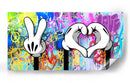 Peace and Love Cartoon Hands - David Aste | Cuadro decorativo de Canvas Lab