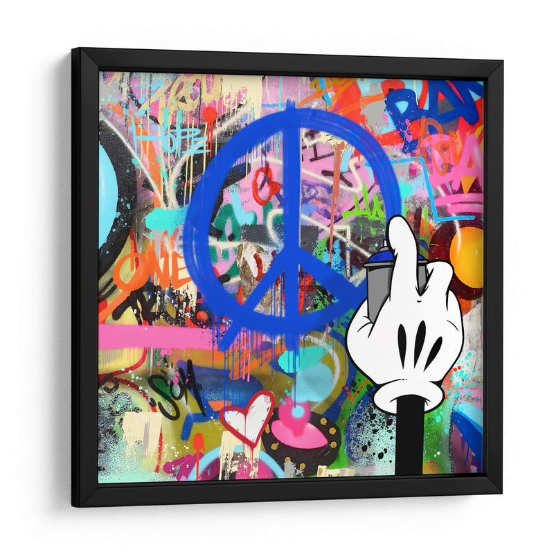 Peace Intervention Cartoon Azul - David Aste | Cuadro decorativo de Canvas Lab