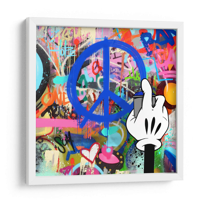 Peace Intervention Cartoon Azul - David Aste | Cuadro decorativo de Canvas Lab