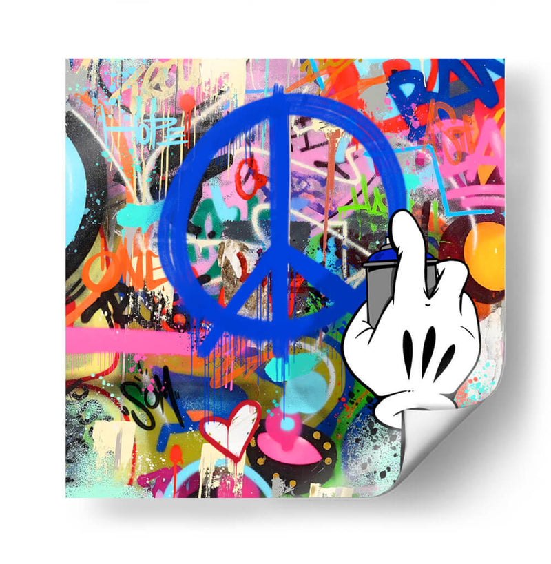 Peace Intervention Cartoon Azul - David Aste | Cuadro decorativo de Canvas Lab