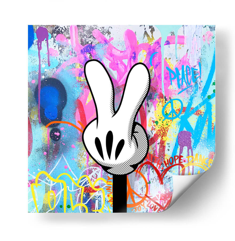 Peace Cartoon Hand 01 - David Aste | Cuadro decorativo de Canvas Lab