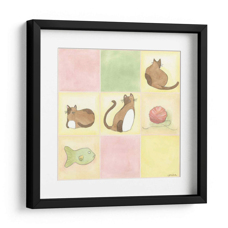 Tic-Tac Gatos En Rosa - June Erica Vess | Cuadro decorativo de Canvas Lab