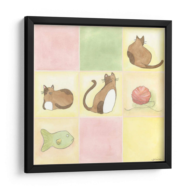 Tic-Tac Gatos En Rosa - June Erica Vess | Cuadro decorativo de Canvas Lab