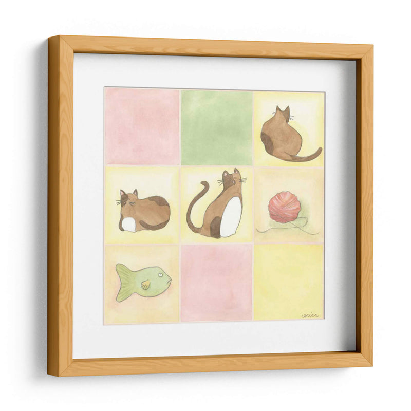 Tic-Tac Gatos En Rosa - June Erica Vess | Cuadro decorativo de Canvas Lab