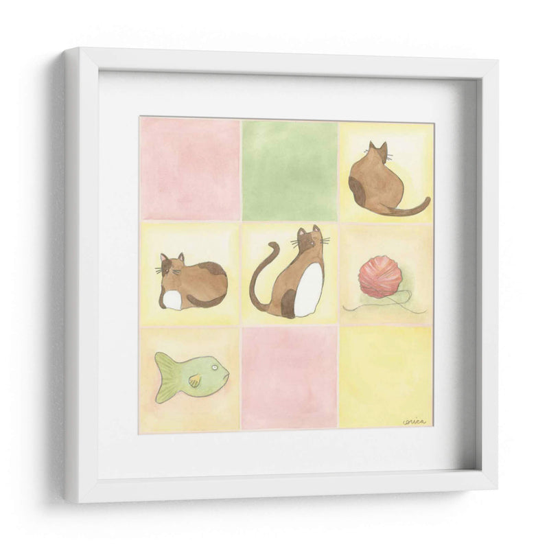 Tic-Tac Gatos En Rosa - June Erica Vess | Cuadro decorativo de Canvas Lab