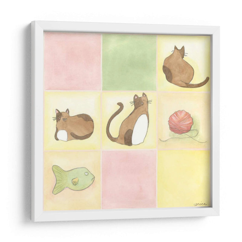 Tic-Tac Gatos En Rosa - June Erica Vess | Cuadro decorativo de Canvas Lab