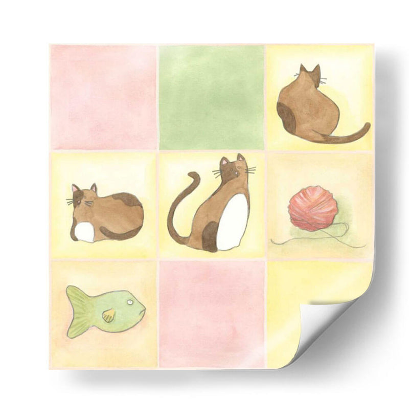 Tic-Tac Gatos En Rosa - June Erica Vess | Cuadro decorativo de Canvas Lab