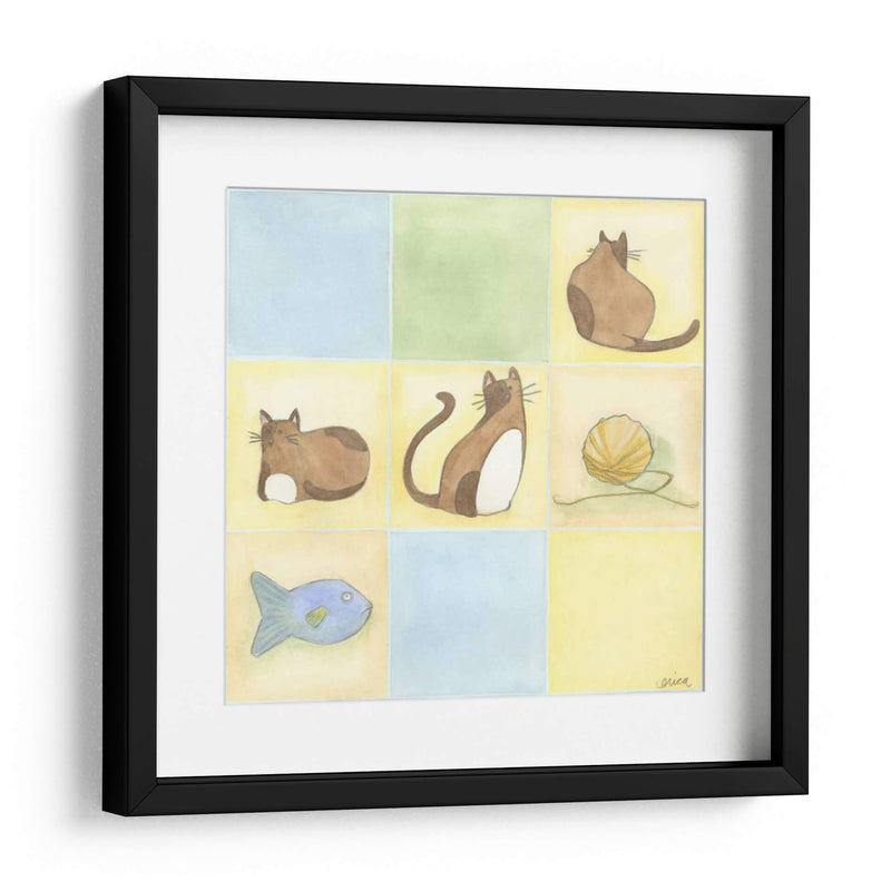 Tic-Tac Gatos En Azul - June Erica Vess | Cuadro decorativo de Canvas Lab