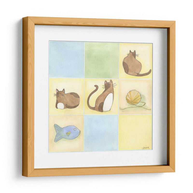 Tic-Tac Gatos En Azul - June Erica Vess | Cuadro decorativo de Canvas Lab