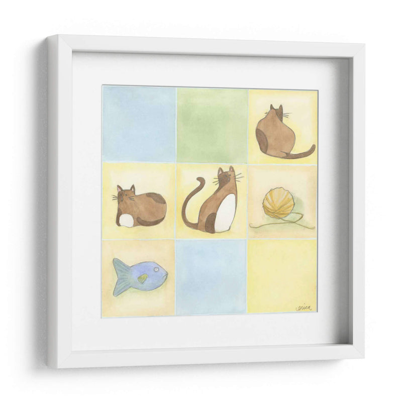 Tic-Tac Gatos En Azul - June Erica Vess | Cuadro decorativo de Canvas Lab