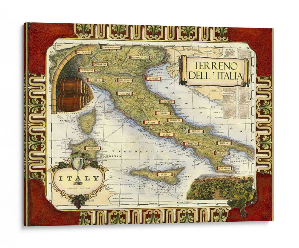 Mapa De Vino Medio I | Cuadro decorativo de Canvas Lab