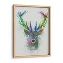 Cabeza De Ciervo 1 Splash De Arco Iris Azul Y Verde - Fab Funky | Cuadro decorativo de Canvas Lab