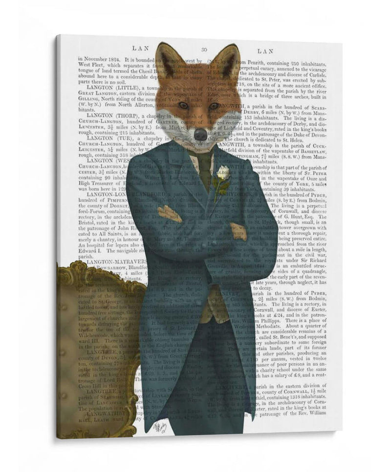 Fox Victorian Gentleman Retrato - Fab Funky | Cuadro decorativo de Canvas Lab