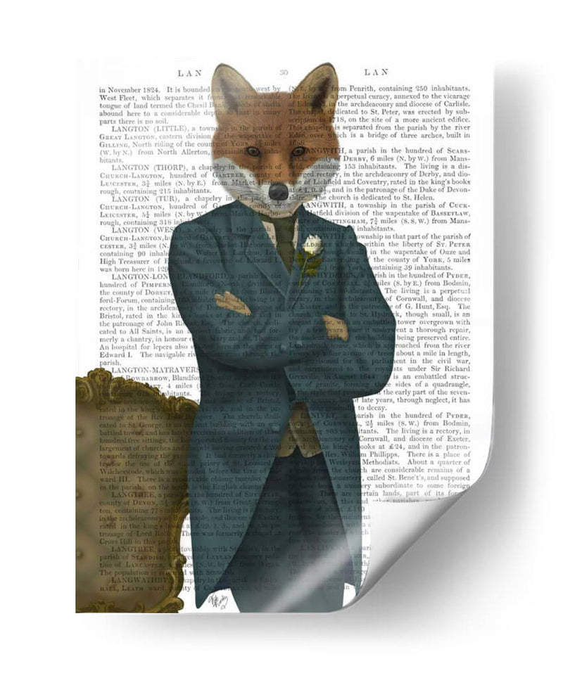 Fox Victorian Gentleman Retrato - Fab Funky | Cuadro decorativo de Canvas Lab